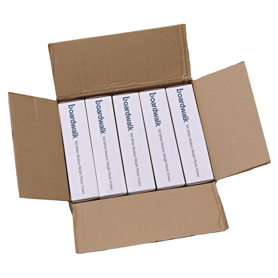 Boardwalk BWK FORKMWPS Mediumweight Polystyrene Plastic Fork Cutlery - White (100/Box, 10 Boxes/Carton)