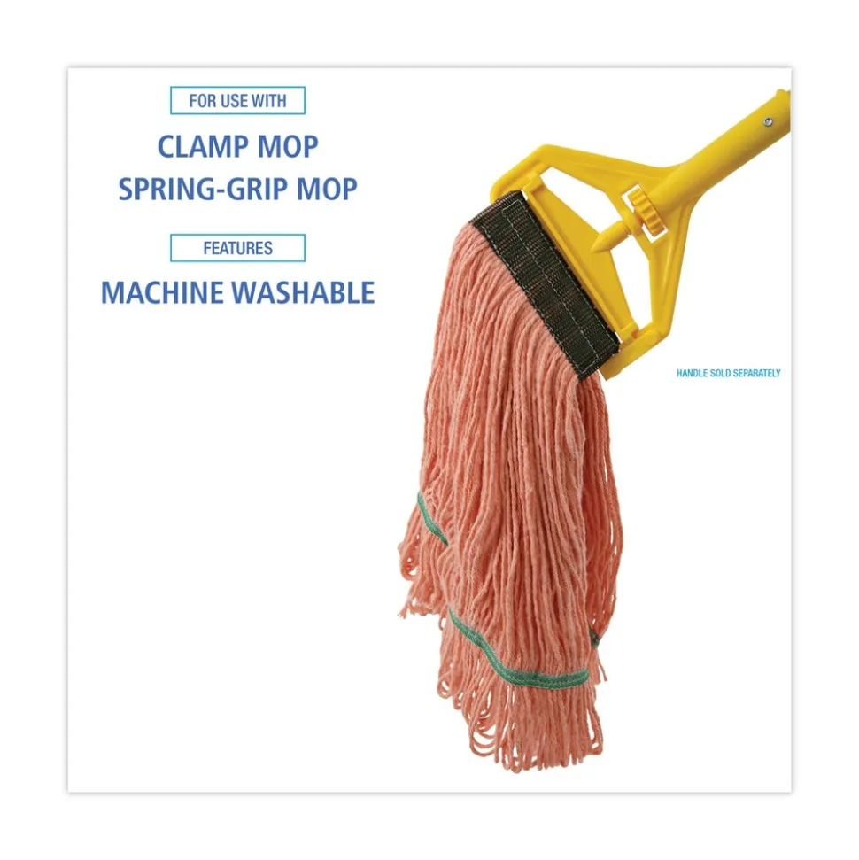 Boardwalk BWK502OR 5 in. Super Loop Cotton/Synthetic Fiber Wet Mop Head - Medium, Orange (12/Carton)