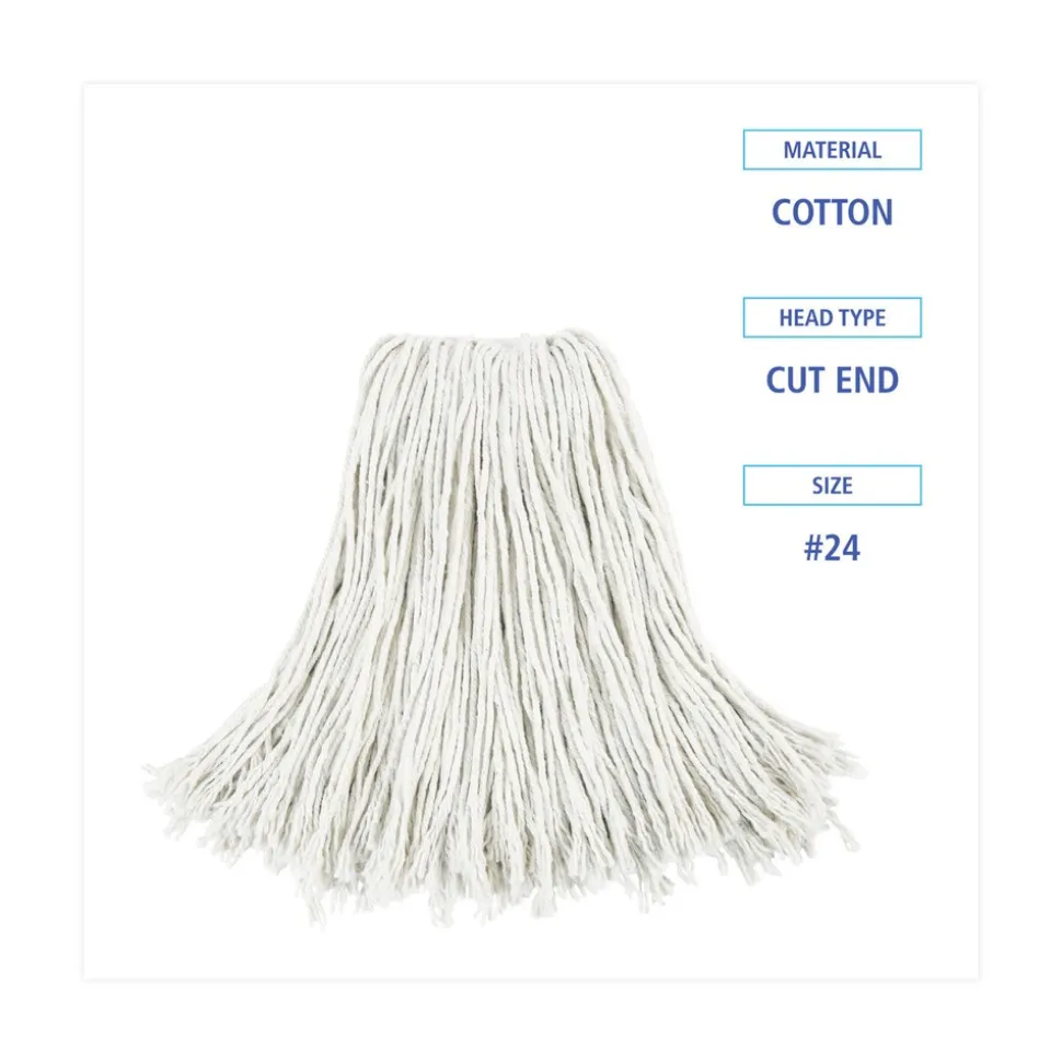 Boardwalk #24 Cut-End Cotton Wet Mop Head - White (12/Carton)