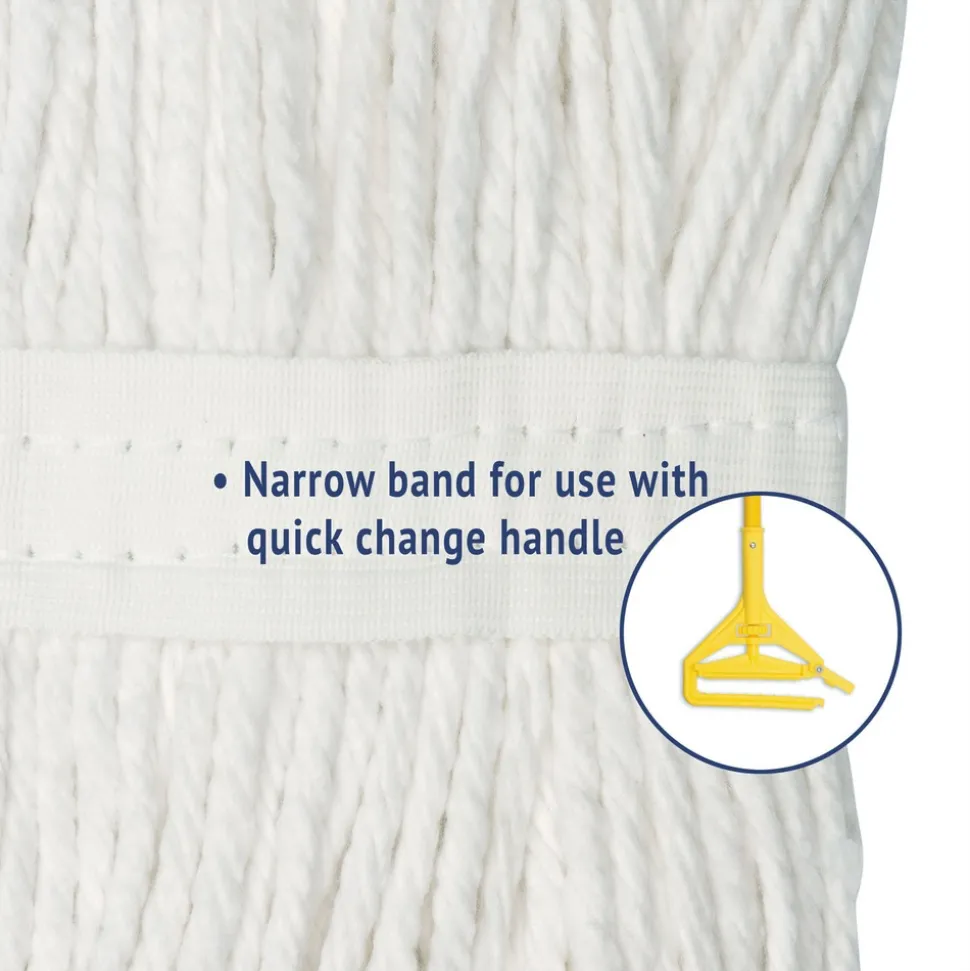 Boardwalk #20 Cut-End Cotton Wet Mop Head - White (12/Carton)