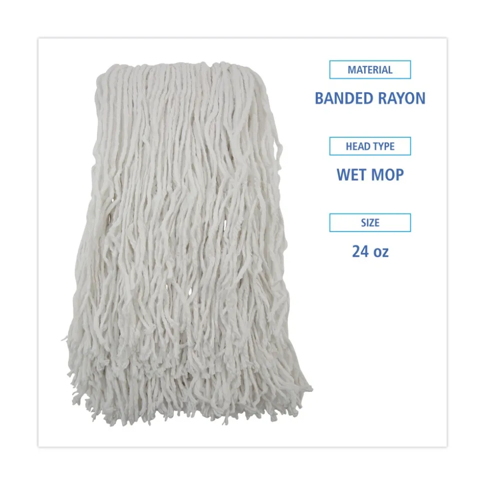 Boardwalk Cut-End Rayon Wet Mop Heads - White (12/Carton)