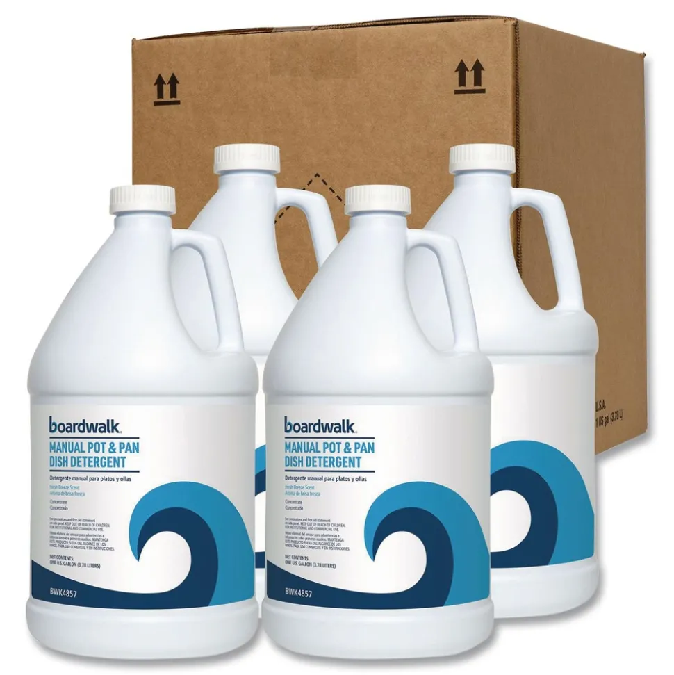 Boardwalk 1 Gallon Manual Pot and Pan Dish Detergent - Fresh Breeze Scent (4/Carton)