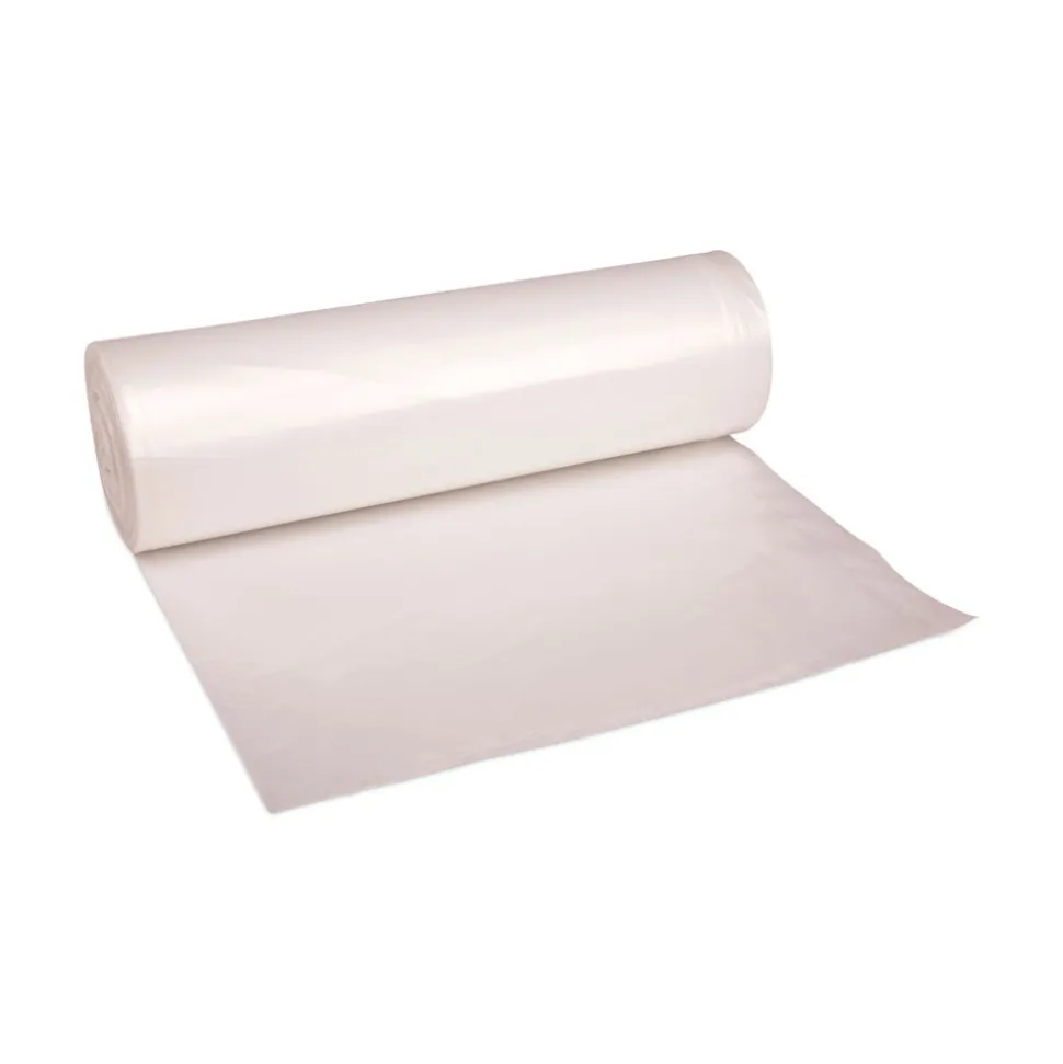 Boardwalk 33 Gallon 14 mic 33 in. x 38 in. Perforated Roll High-Density Can Liners - Natural (25 Bags/Roll, 10 Rolls/Carton)