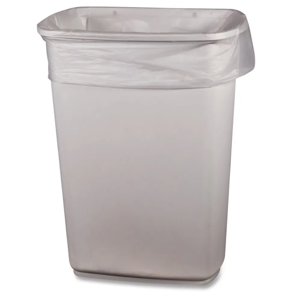 Boardwalk 33 Gallon 0.65 mil 33 in. x 39 in. Perforated Roll Low-Density Waste Can Liners - Clear (250/Carton)