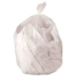 Boardwalk 32 Gallon 0.9 mil 33 in. x 44 in. Perforated Roll Low-Density Waste Can Liners - Clear (5 Bags/Roll, 20 Rolls/Carton)