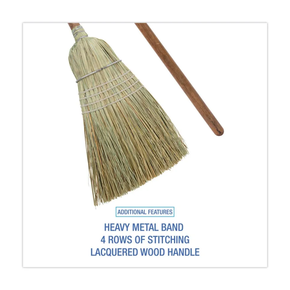 Boardwalk 60 in. Corn/Synthetic Fiber Bristle Broom - Gray/Natural (6/Carton)