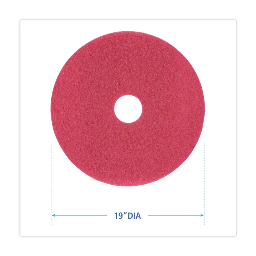 Boardwalk 19 in. Diameter Buffing Floor Pads - Red (5/Carton)