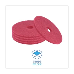 Boardwalk 16 in. Diameter Buffing Floor Pads - Red (5/Carton)