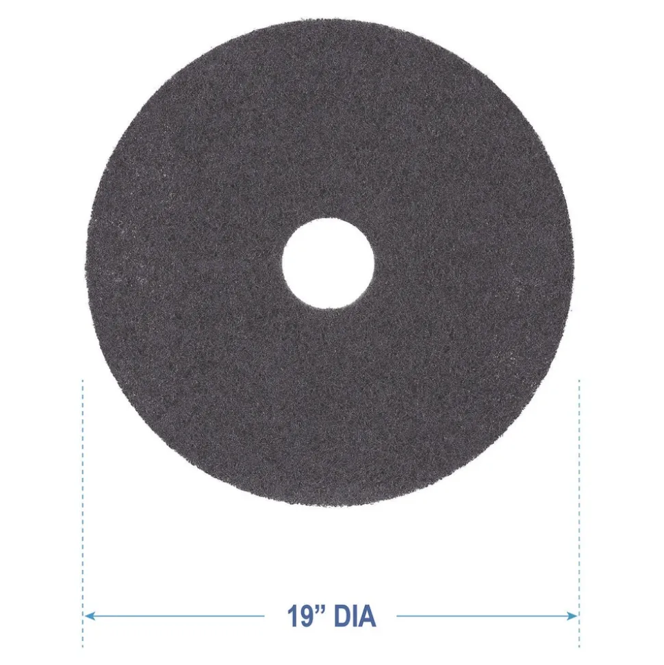 Boardwalk 19 in. Diameter High Performance Stripping Floor Pads - Black (5/Carton)