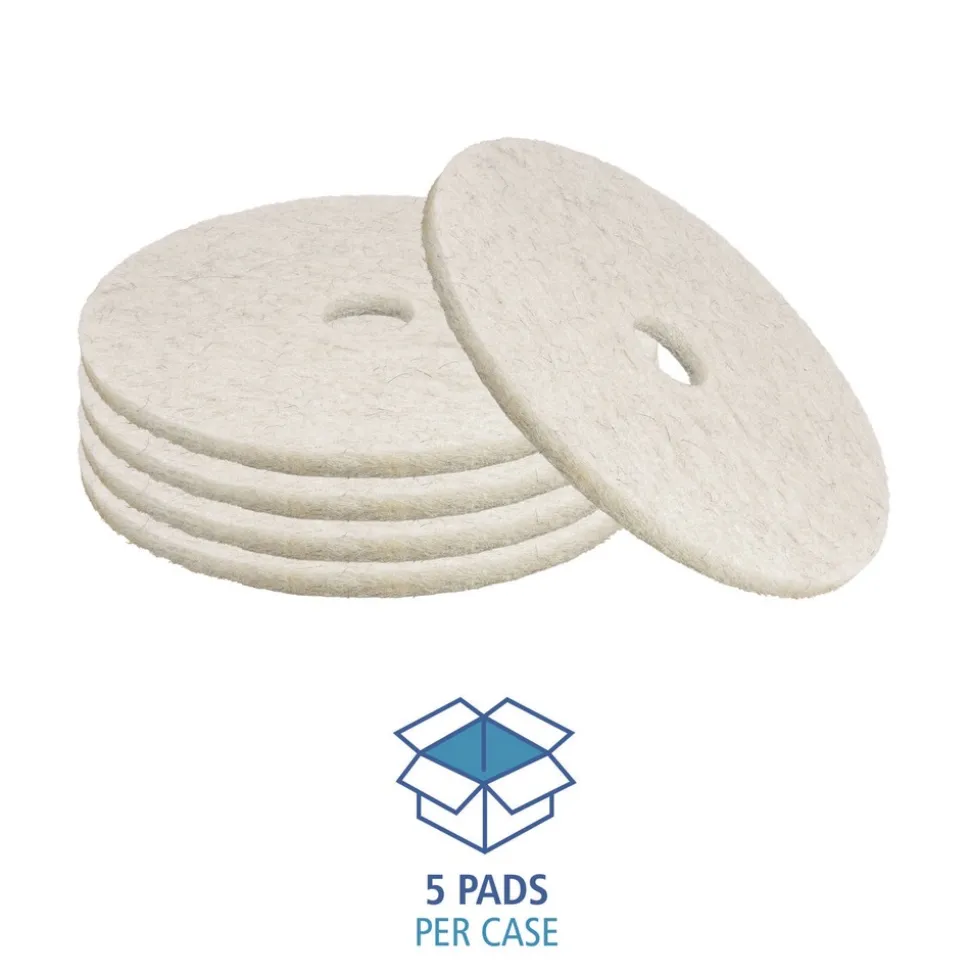 Boardwalk 19 in. Diameter Natural Burnishing Floor Pads - White (5/Carton)