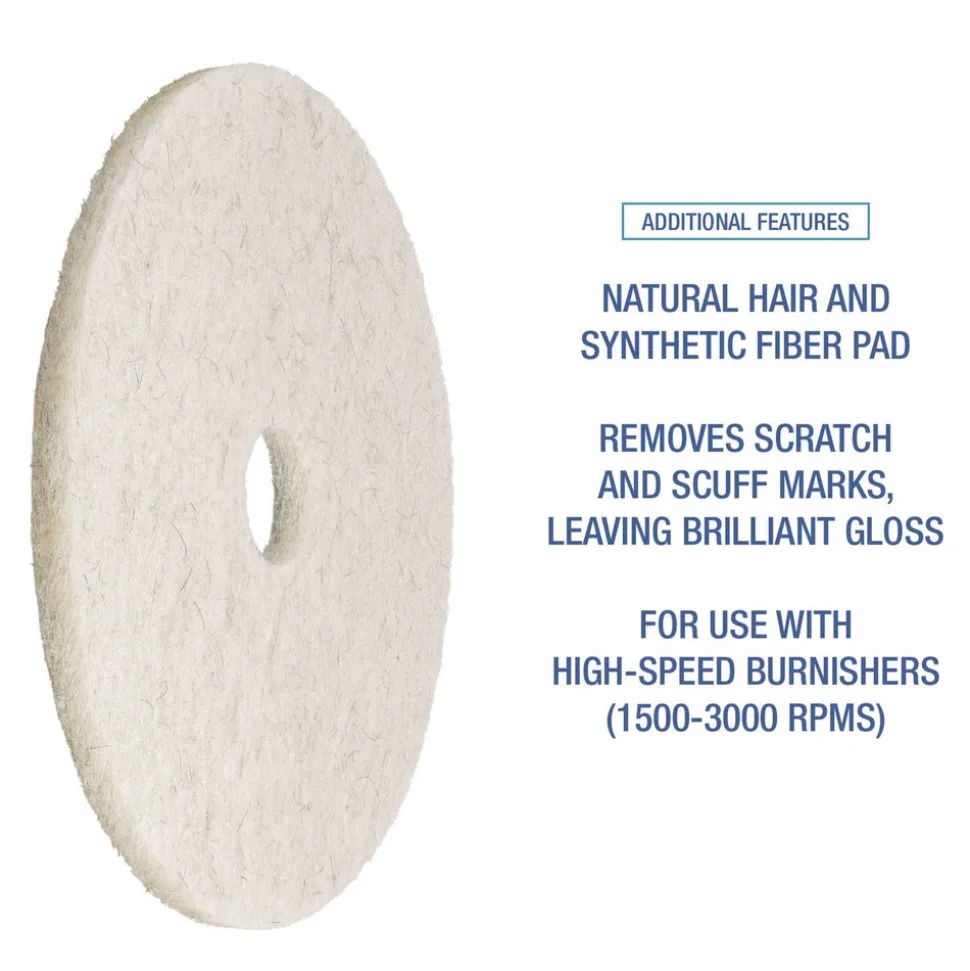 Boardwalk 27 in. Diameter Natural Burnishing Floor Pads - White (5/Carton)