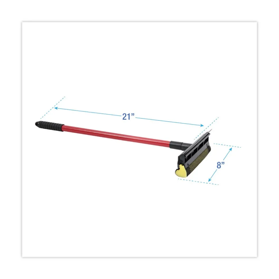 Boardwalk 21 in. Handle 8 in. Wide Blade General-Duty Squeegee - Black/Red