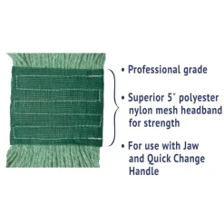Boardwalk 5 in. Super Loop Cotton/Synthetic Fiber Wet Mop Head - Medium, Green (12/Carton)