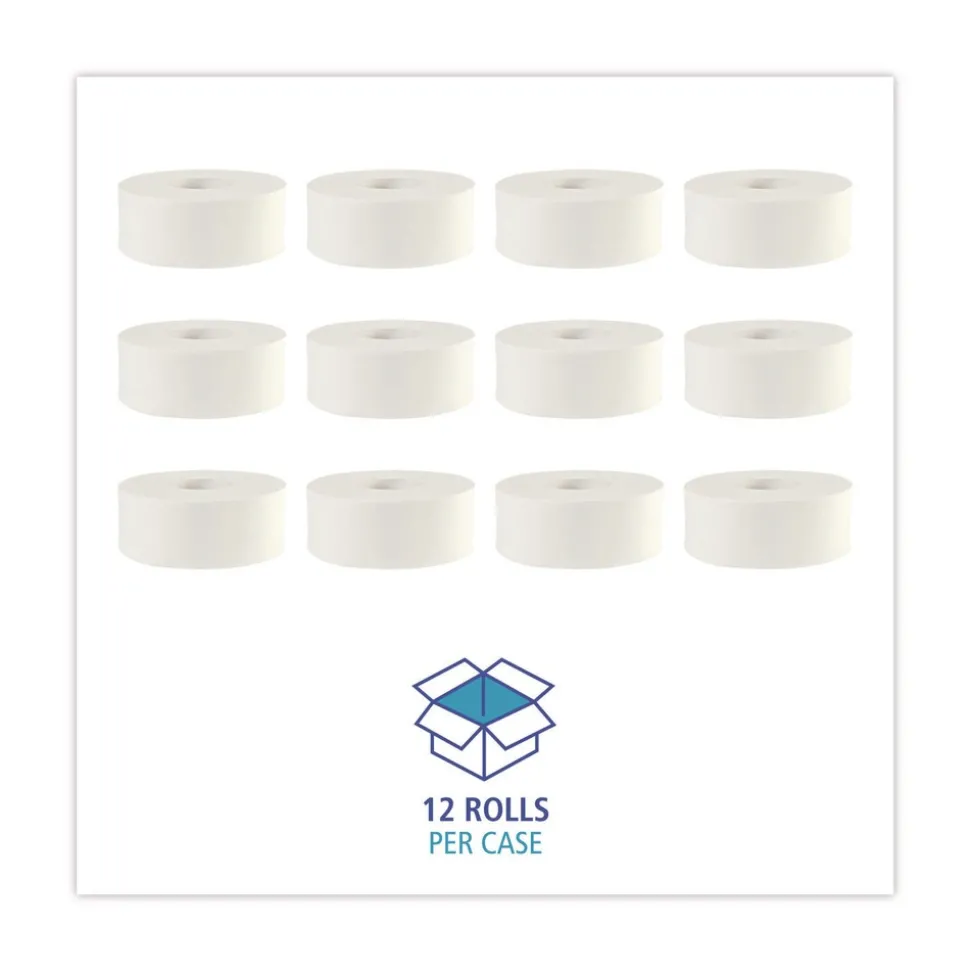 Boardwalk 3.5 in. x 1000 ft. JRT Septic Safe 2-Ply Bath Tissue - Jumbo, White (12/Carton)