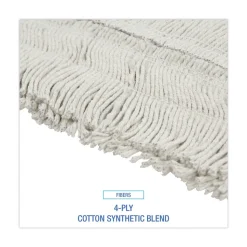 Boardwalk 36 in. x 5 in. Disposable Cotton/Synthetic Dust Mop Head with Sewn Center Fringe - White