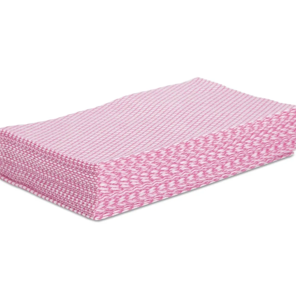 Boardwalk 12 in. x 21 in. Foodservice Wipers - Pink/White (200/Carton)