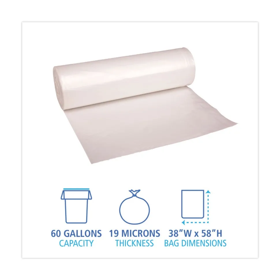 Boardwalk 38 in. x 58 in. 60 gal. 19 mic High-Density Can Liners - Natural (150/Carton)