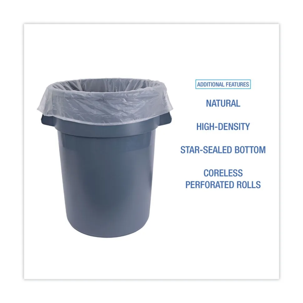 Boardwalk 38 in. x 58 in. 60 gal. 19 mic High-Density Can Liners - Natural (150/Carton)