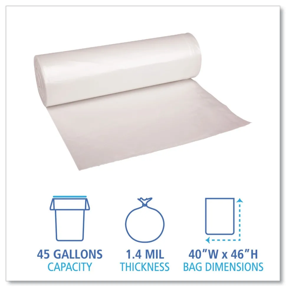 Boardwalk 40 in. x 46 in. 45 gal. 1.4 mil Recycled Low-Density Polyethylene Can Liners - Clear (100/Carton)