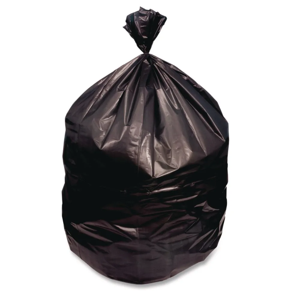 Boardwalk 38 in. x 58 in. 60 gal. 1.5 mil Reprocessed Resin Perforated Roll Can Liners - Black (100/Carton)