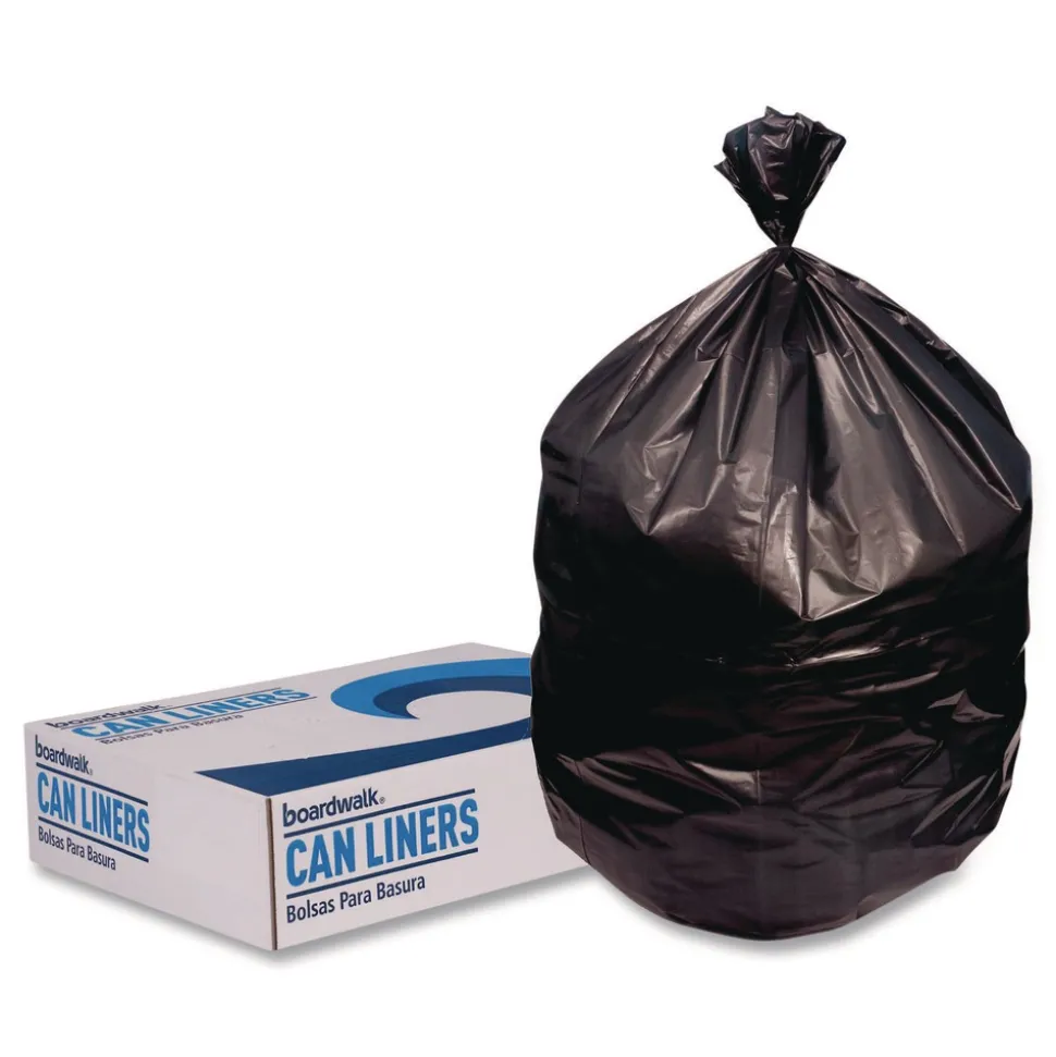 Boardwalk 38 in. x 58 in. 60 gal. 1.5 mil Reprocessed Resin Perforated Roll Can Liners - Black (100/Carton)