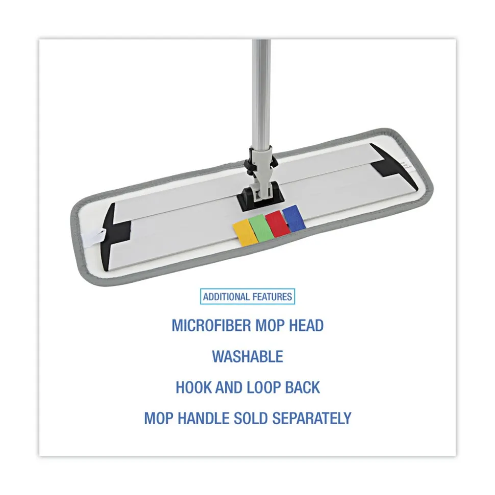 Boardwalk 18 in. x 5 in. Hook and Loop Back Split Microfiber Mop Head - Blue (1 Dozen)