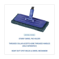 Boardwalk 4 in. x 9 in. Plastic Swivel Pad Holder - Blue