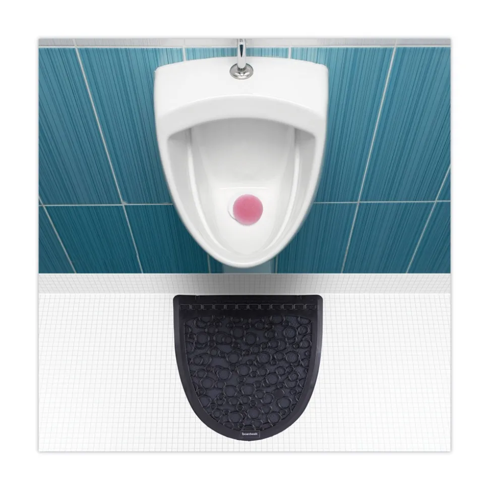 Boardwalk 17.5 in. x 20 in. 2.0 Rubber Urinal Mat - Black (6/Carton)