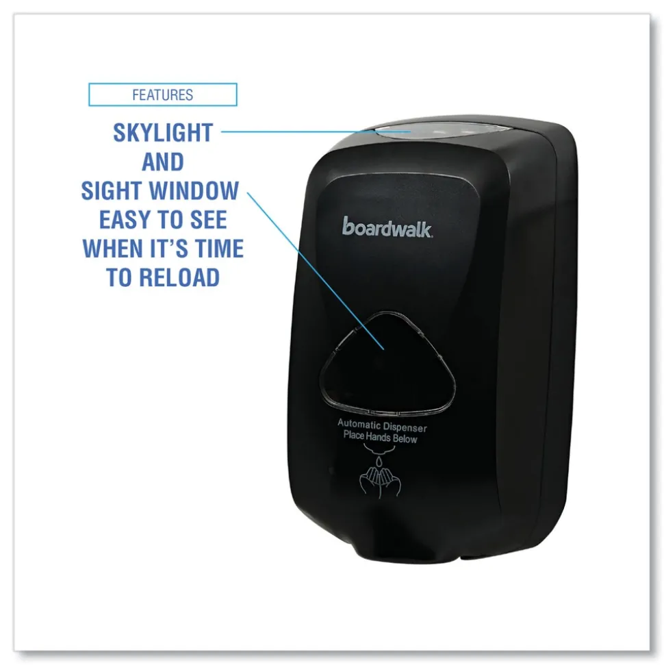 Boardwalk 6 in. x 4.05 in. x 10.58 in. 1200 mL Touch-Free Foam Soap Dispenser - Black