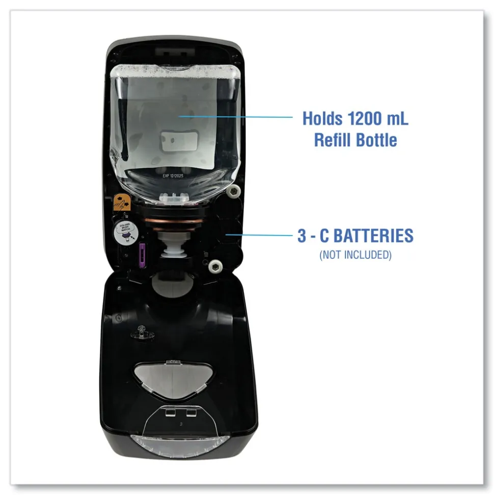 Boardwalk 6 in. x 4.05 in. x 10.58 in. 1200 mL Touch-Free Foam Soap Dispenser - Black