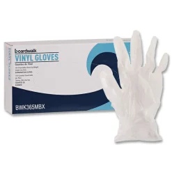 Boardwalk 2.6 mil 13 in. Long Powder-Free General Purpose Vinyl Gloves - Medium, Clear (100/Box)