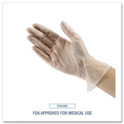 Boardwalk 2.6 mil Thick 13 in. Long Powder-Free General Purpose Vinyl Gloves - Large, Clear (100/Box)
