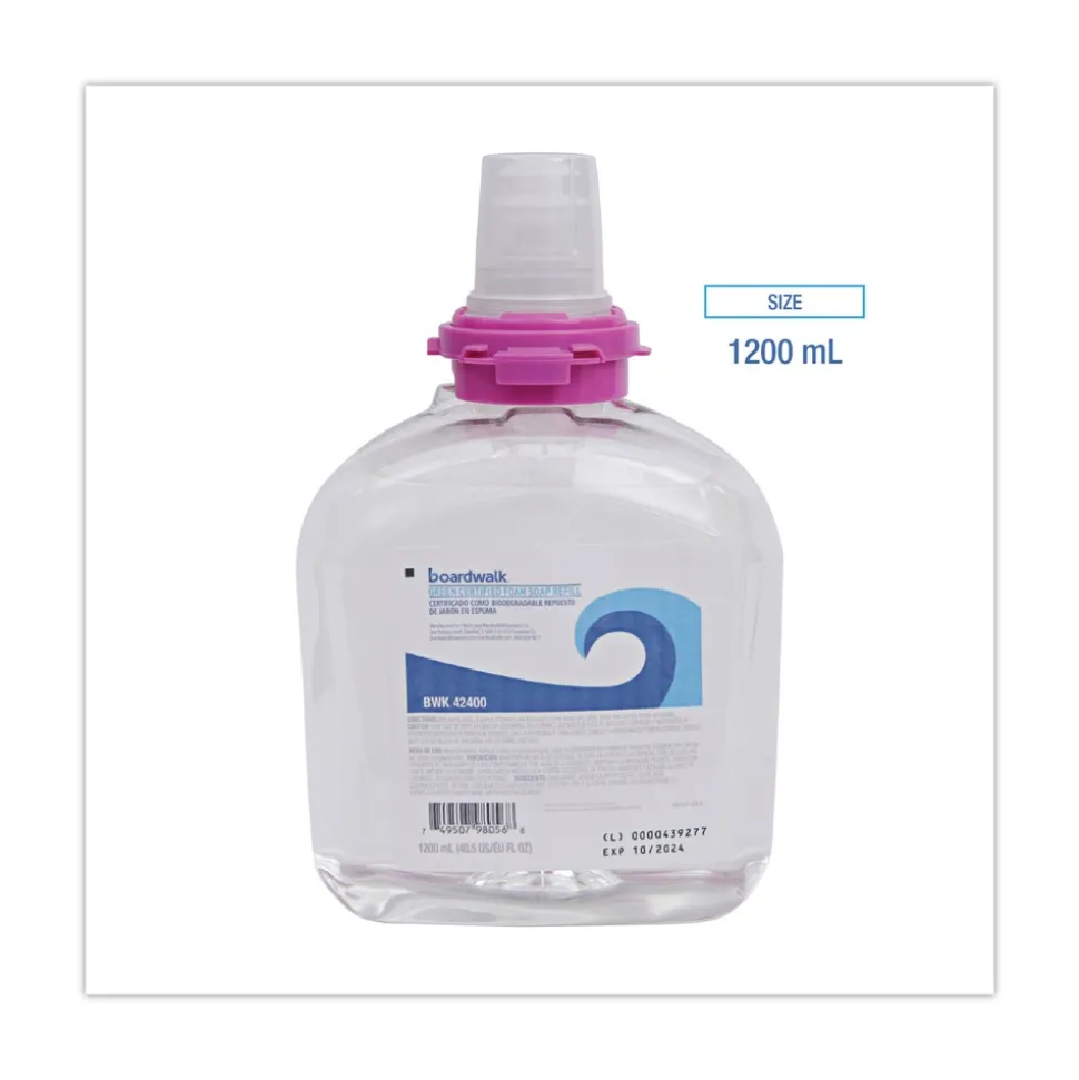 Boardwalk 1200 mL Green Certified Foam Soap Refill - Unscented (2/Carton)