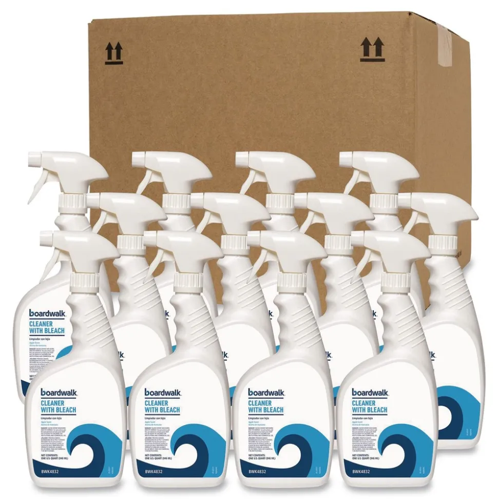 Boardwalk 32 oz Cleaner with Bleach - Apple Scent (12/Carton)