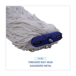 Boardwalk 24 oz. Cut-End Lie-Flat Rayon Wet Mop Head - White (12/Carton)