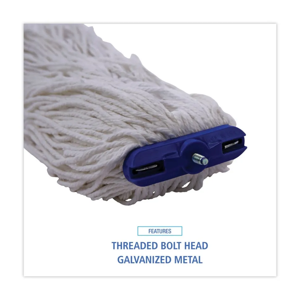 Boardwalk 24 oz. Cut-End Lie-Flat Rayon Wet Mop Head - White (12/Carton)