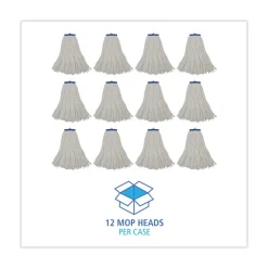 Boardwalk 16 oz. Cut-End Lie-Flat Rayon Wet Mop Head - White (12/Carton)