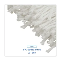 Boardwalk 20 oz. Economical Lie-Flat Rayon Fiber Mop Head - White (12/Carton)