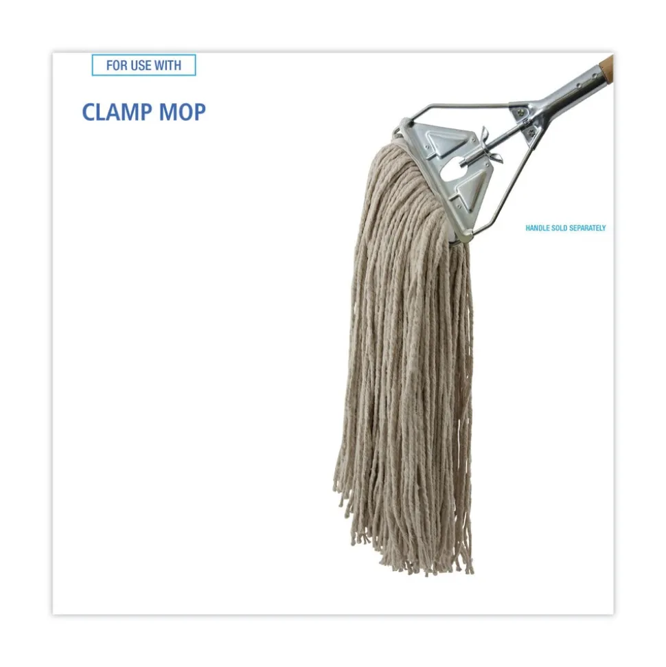 Boardwalk 32 oz. Economical Lie-Flat Cotton Fiber Mop Head - White (12/Carton)
