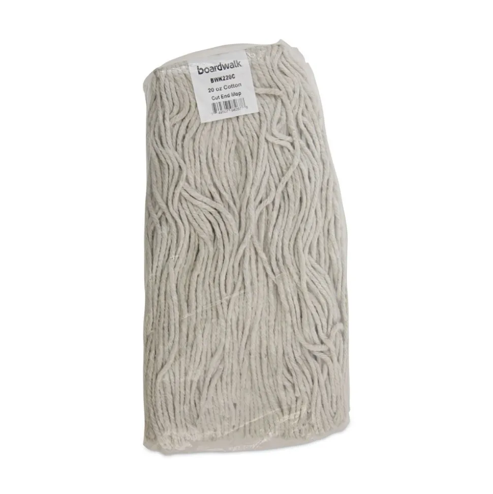 Boardwalk 20 oz. Premium Cut-End Cotton Wet Mop Heads - White (12/Carton)