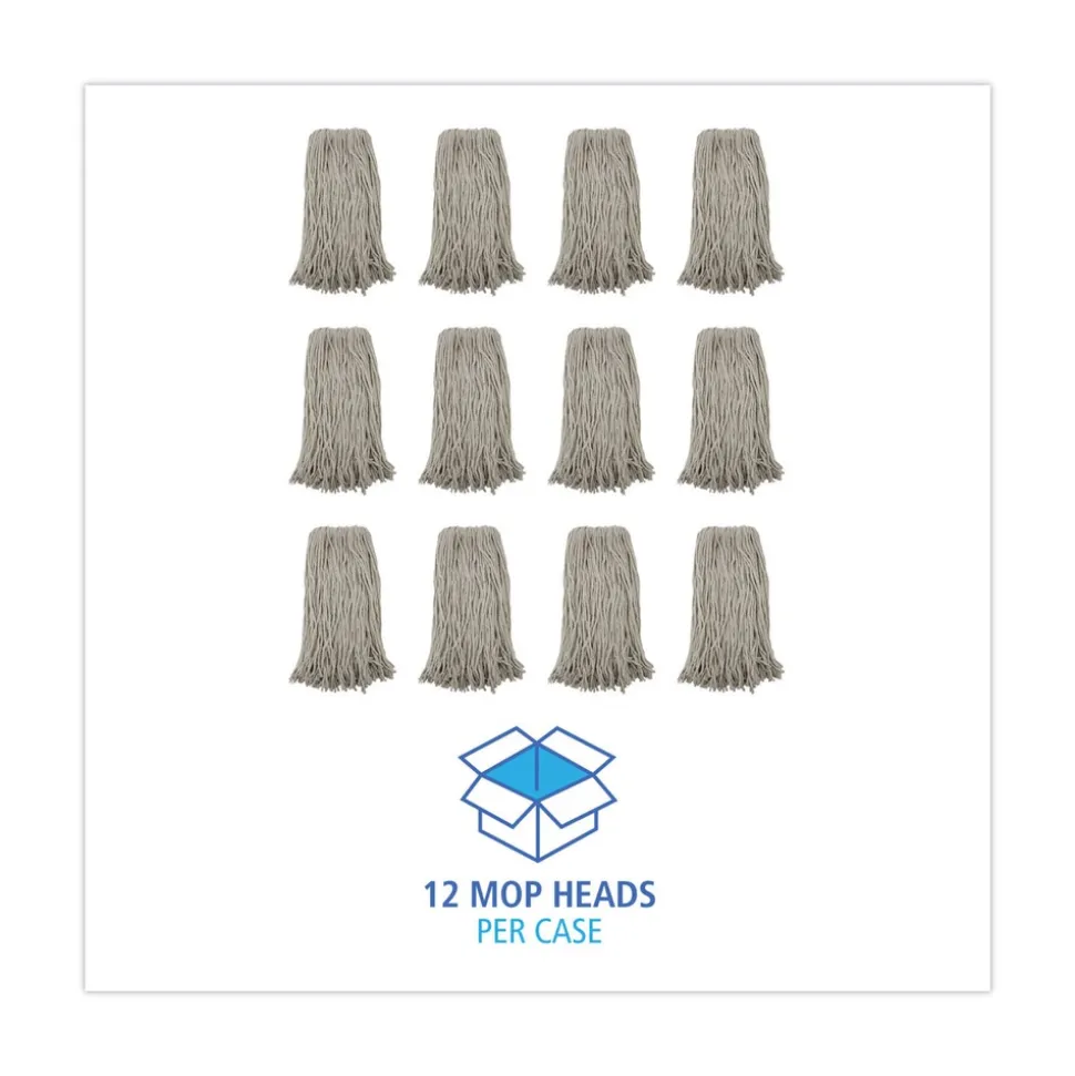 Boardwalk 20 oz. Premium Cut-End Cotton Wet Mop Heads - White (12/Carton)