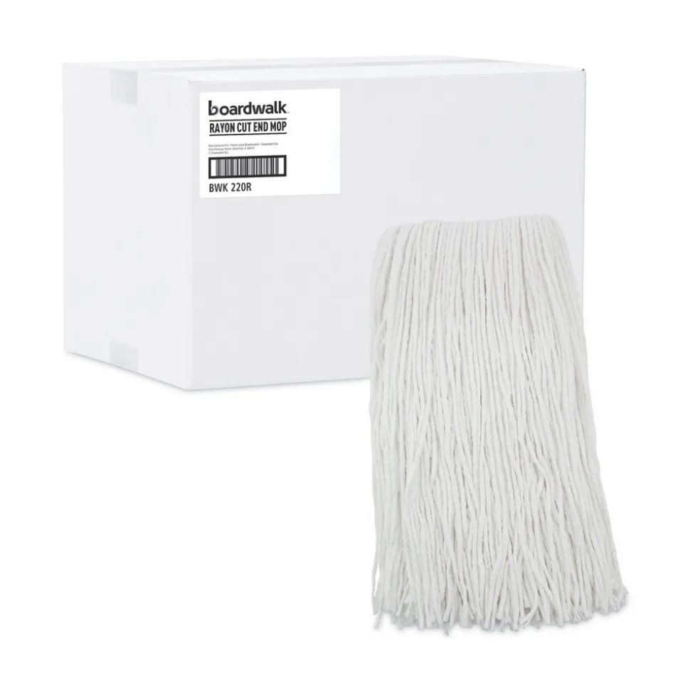 Boardwalk 20 oz. Rayon Premium Cut-End Wet Mop Heads - White (12/Carton)