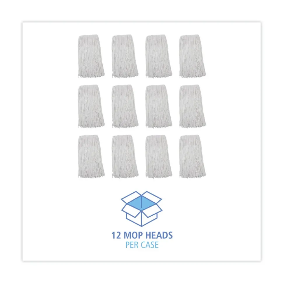 Boardwalk 20 oz. Rayon Premium Cut-End Wet Mop Heads - White (12/Carton)