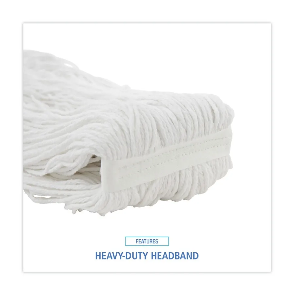 Boardwalk 20 oz. Rayon Premium Cut-End Wet Mop Heads - White (12/Carton)