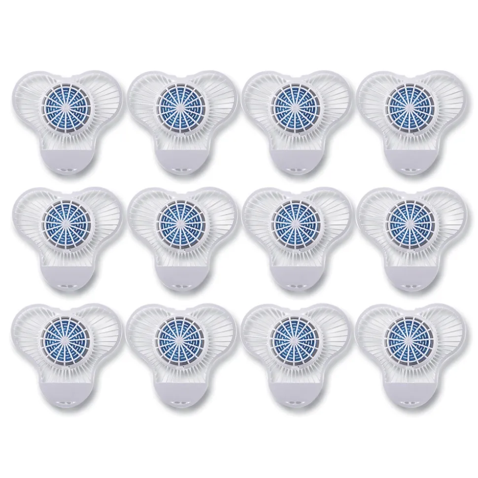 Boardwalk 3.25 oz. Urinal Screen with Non-Para Deodorizer Block - Green Apple Scent, Blue/White (12/Box)