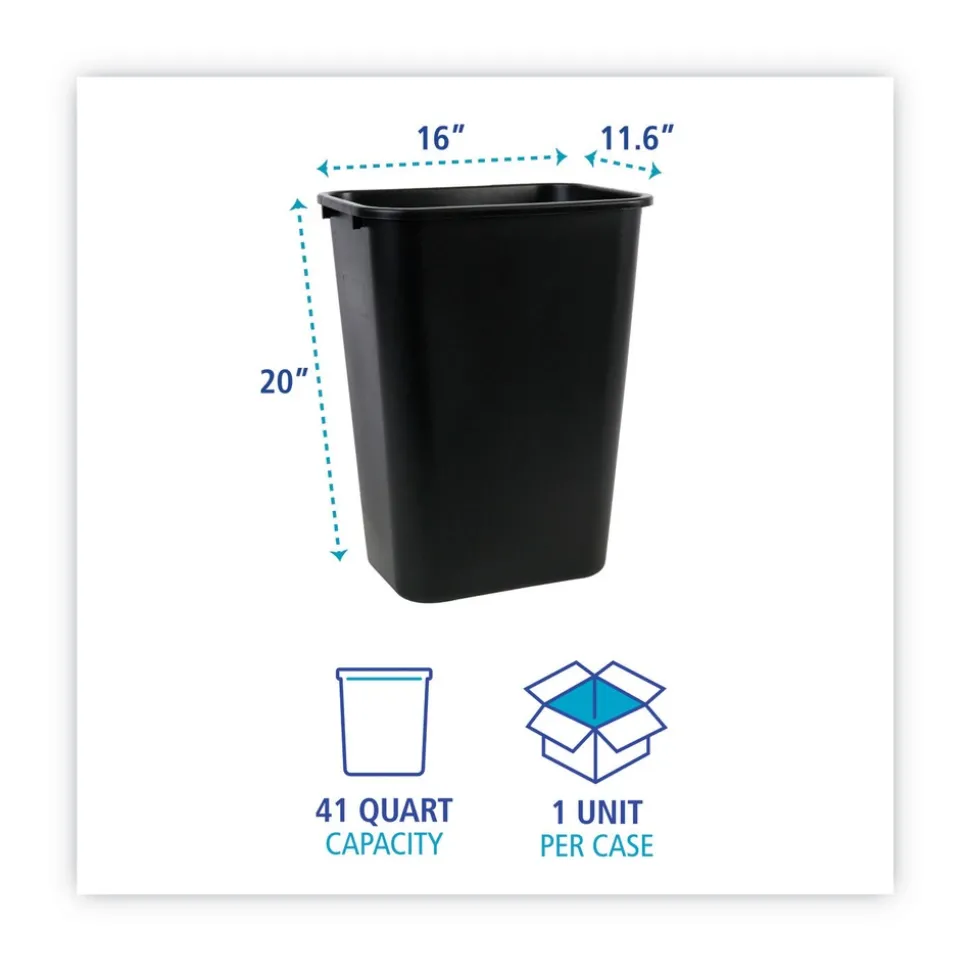 Boardwalk 41 qt. Soft-Sided Plastic Wastebasket - Black