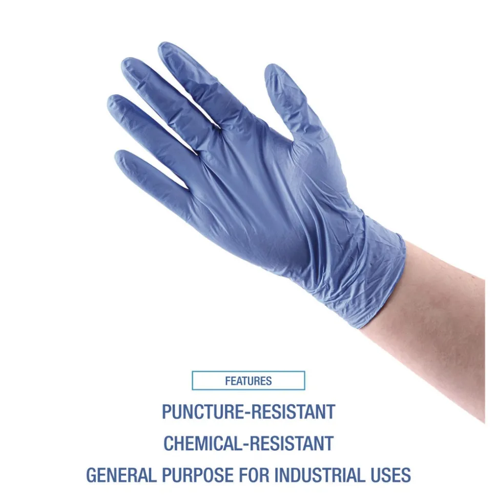 Boardwalk 380 Series 4 mil Thick 9.5 in. Long Powder-Free Disposable General-Purpose Nitrile Gloves - Medium, Blue (100/Box, 10 Boxes/Carton)