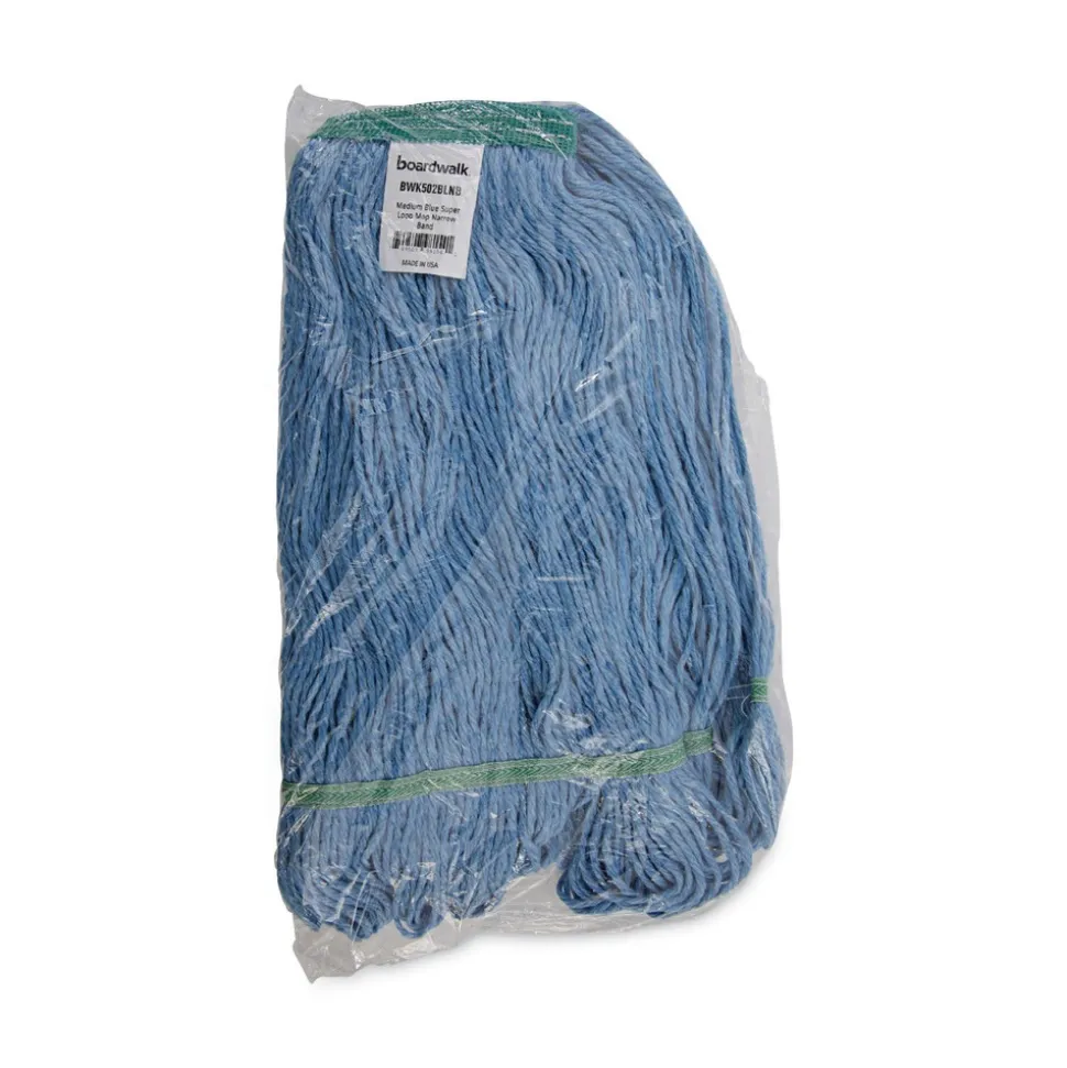 Boardwalk Super Loop Cotton/Synthetic Fiber Wet Mop Head with 1 in. Headband - Blue (12/Carton)
