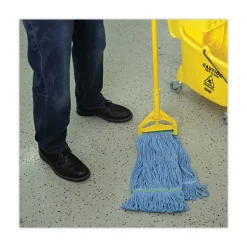Boardwalk Super Loop Cotton/Synthetic Fiber Wet Mop Head with 1 in. Headband - Blue (12/Carton)