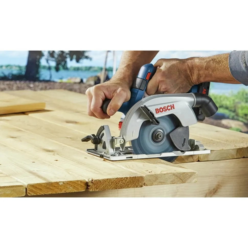 Bosch 18V Brushless Blade-Left Lithium-Ion 6-1/2 in. Cordless Circular Saw Kit with 2 Batteries (4 Ah)